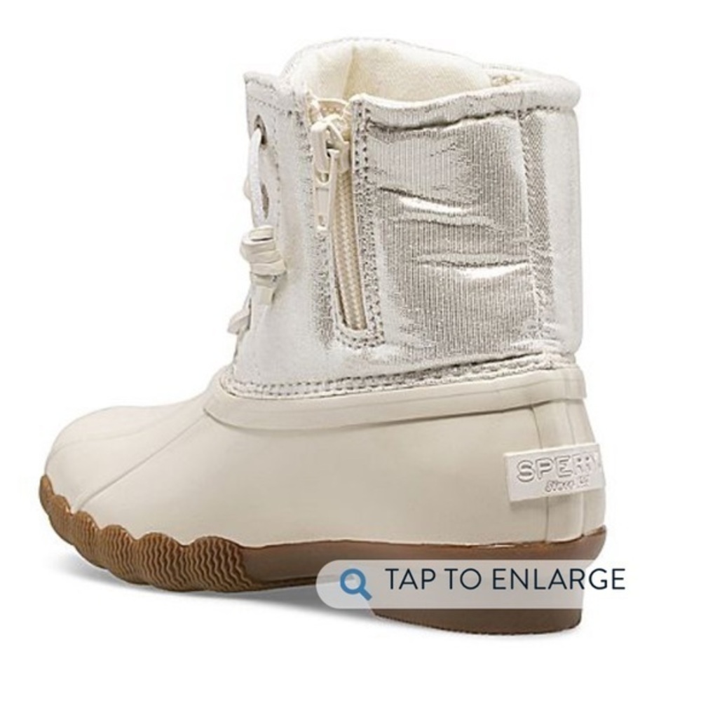 Sperry Saltwater Metallic Duck Boots size 5 girls womens 6.5 conversion